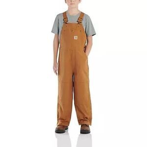 Carhartt Boys Size 8 Canvas Bib Overalls Brown Bibs Brown Coveralls